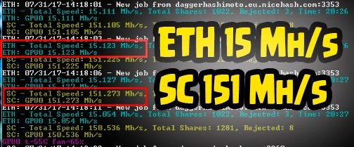 GTX 1050 Ti 4Gb dual mining ETH SC undervolting PeakD